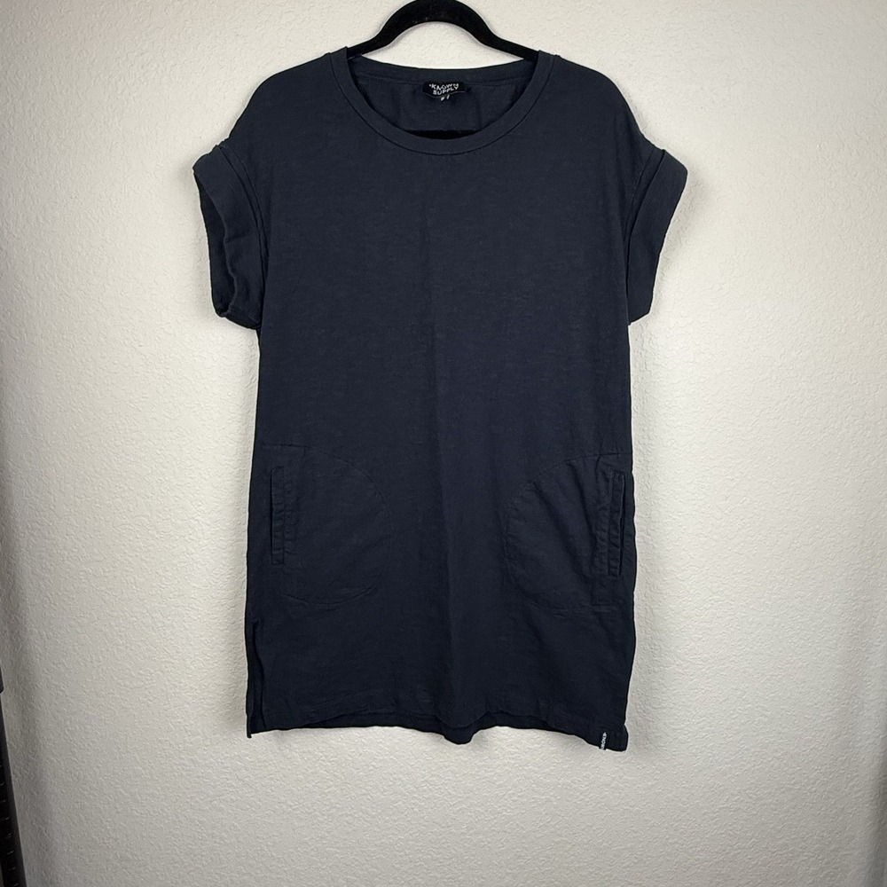 Known Supply Black T-Shirt Dress Relaxed Organic Cotton Pockets Sz‎ S Normcore